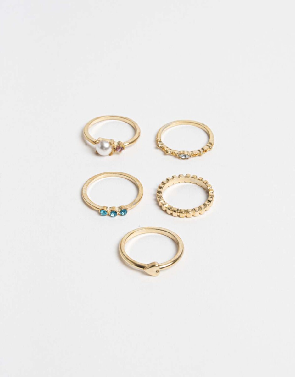 Anillos Sets De Metal - Dorado 