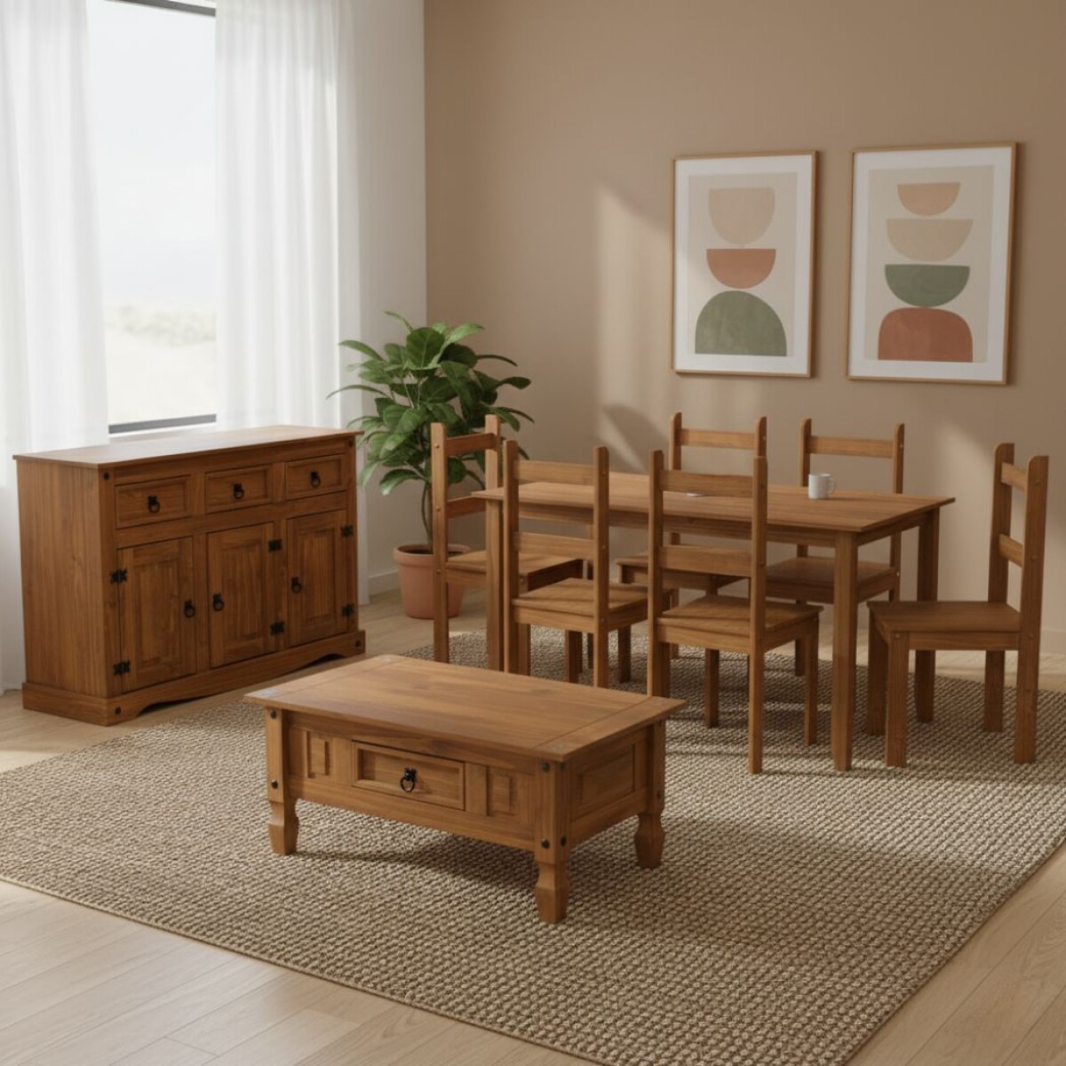 Promo Juego de comedor + Aparador + Mesa de living 