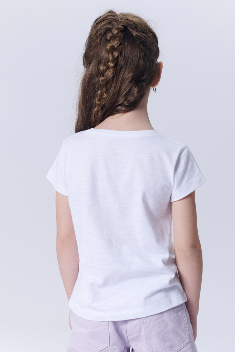 Remera Manga Corta Slub Estampa Pez Blanca