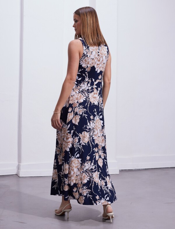Vestido Maxi Keyhole Metal AZUL/MULTI