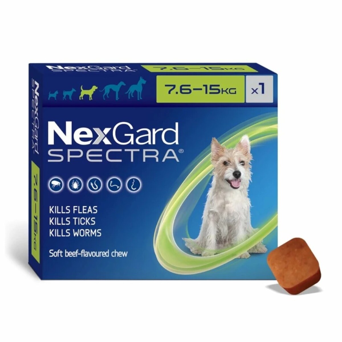 NEXGARD SPECTRA ANTIPARASITARIO INTERNO Y EXTERNO - DE 7,6 A 15 KG 