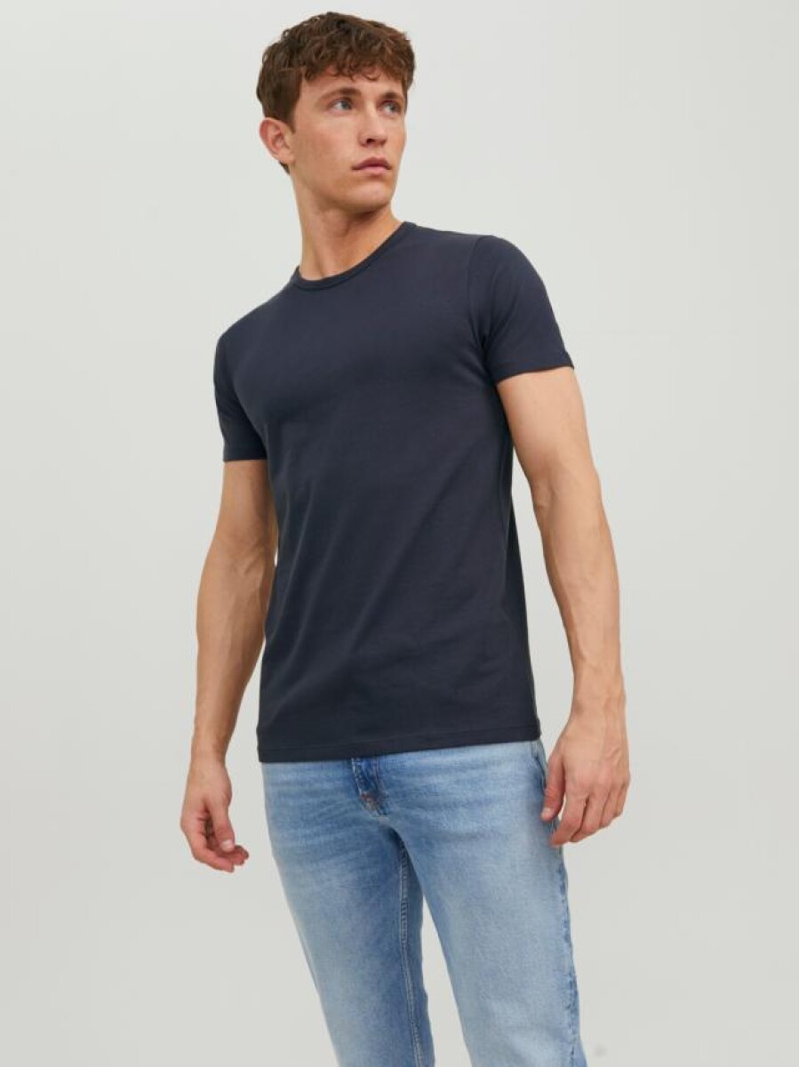 Camiseta Básica Regular Fit De Algodón Y Lycra - Navy Blue 