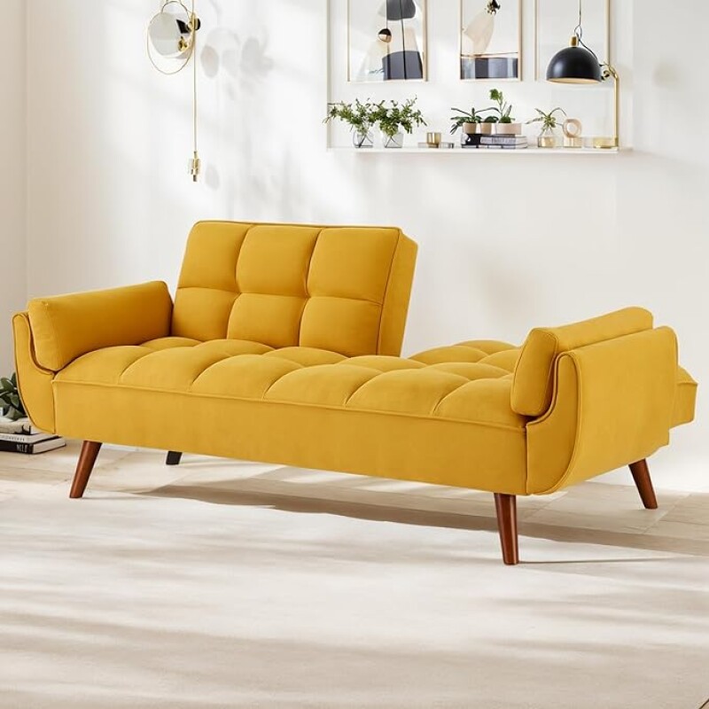 Sillon Sofa Cama 3 Cuerpos Frida Amarillo