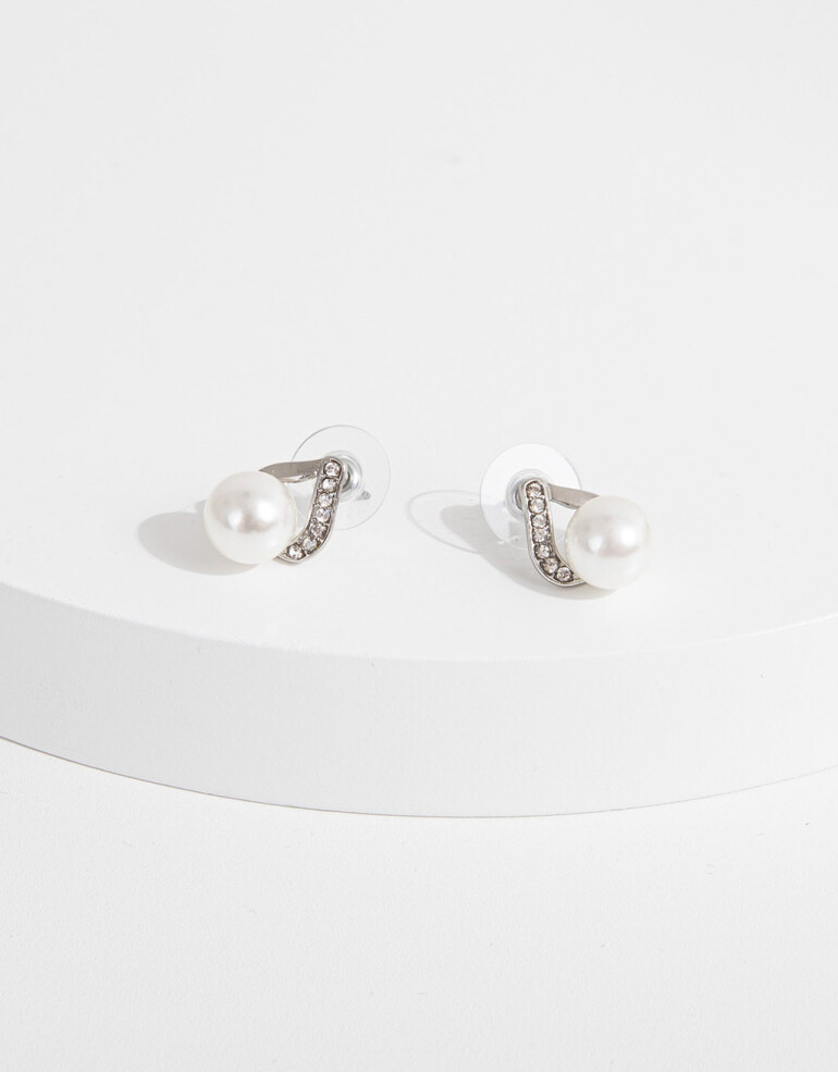 Aros Pasantes Perlas Aros Gota Con Perla - Plateado Rodio