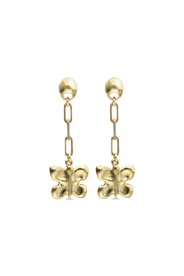PENDIENTES LARGOS DE ALEACIÓN DE METALES BAÑADOS EN ORO 18K CON FORMA DE MARIPOSA Pendiente