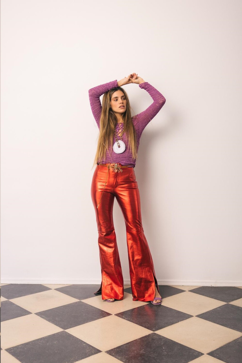 Formal Leather Pants Galácticos Rojo