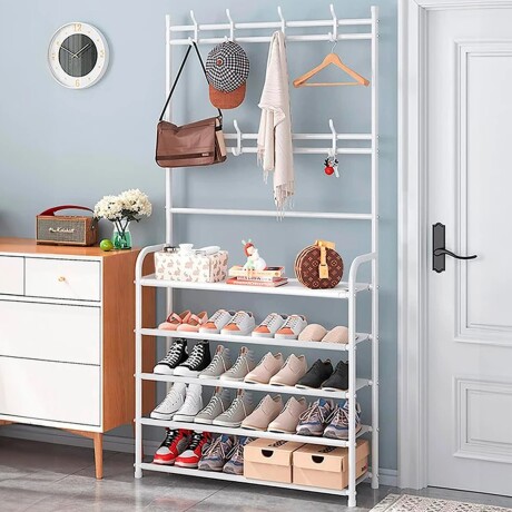Organizador Perchero Zapatera Acero Estilo en Uno 5 Niveles Blanco
