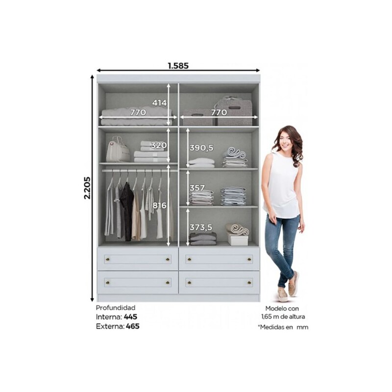 Placard Ropero 4 Puertas MDF y MDP Blanco Americano Placard Ropero 4 Puertas MDF y MDP Blanco Americano