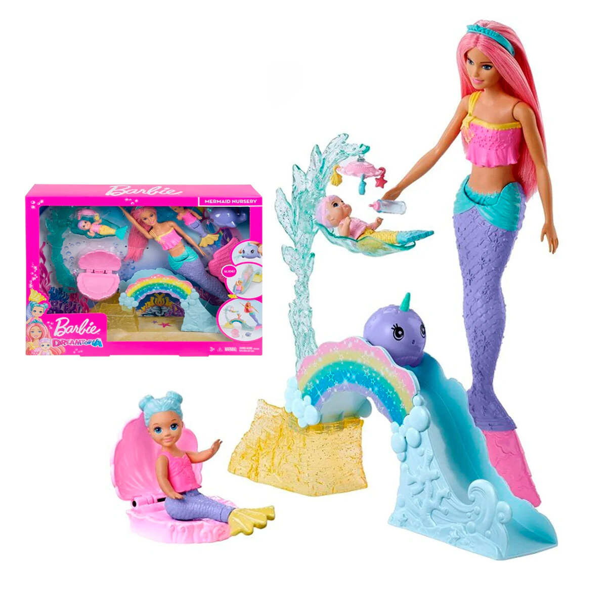 Set Muñeca Barbie Sirena Dreamtopia 6 Pzas 