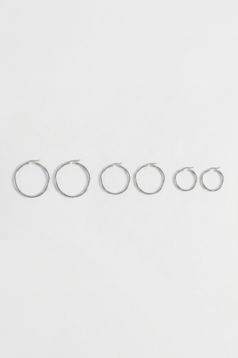 Set de 3 aros de acero grandes plateado