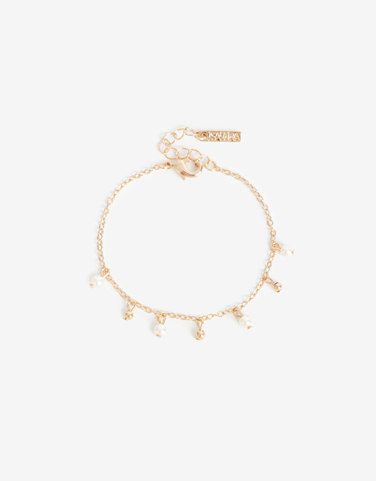 Pulseras Flexibles Perlas Pulsera Metal Con Perla - Dorado