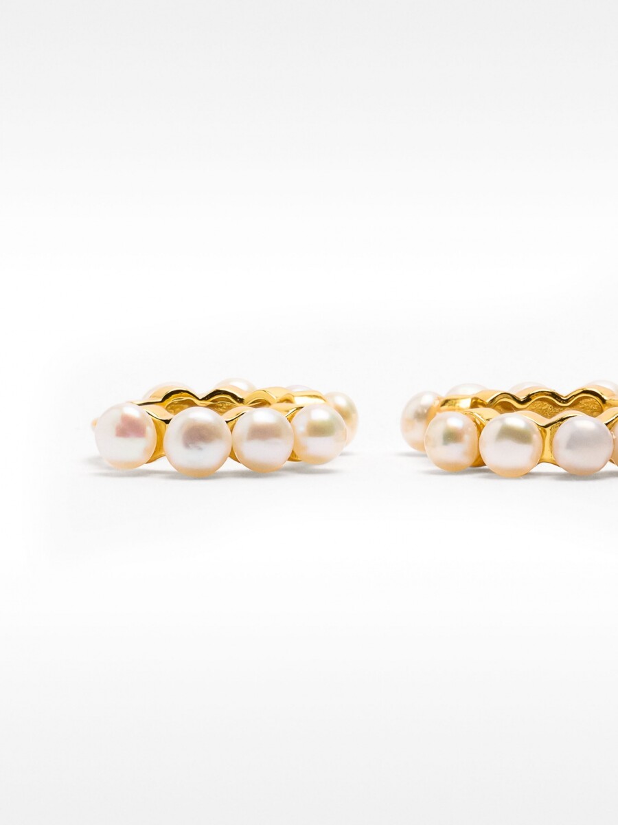 Aros Con Perlas De Agua Dulce - Plata De Ley 925 dorado