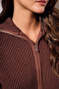 Campera Tejida Algodon Chocolate