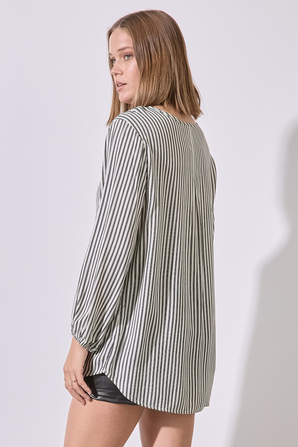 Blusa Botones Perlas NEGRO/BEIGE