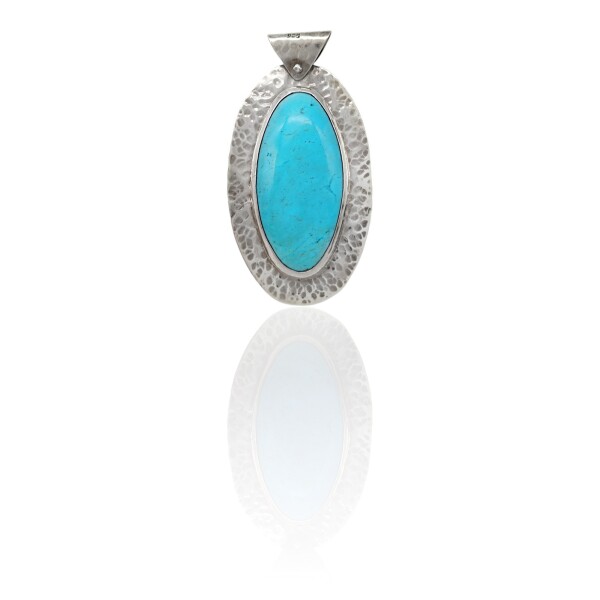 Dije Colgante Oval-Plata 925-Turquesa-CP4464 Conpiedra