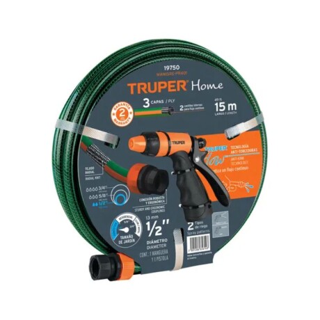 KIT MANGUERA 1/2" 15 MT + PISTOLA + ACOPLE - TRUPER KIT MANGUERA 1/2" 15 MT + PISTOLA + ACOPLE - TRUPER