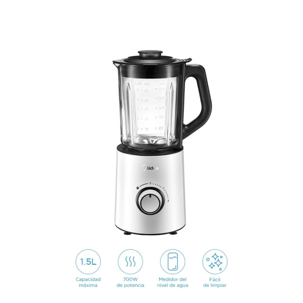 Licuadora de Vidrio Blanca 1,5L - 2 Velocidades - Modelo MJ-BL7001 - Midea Licuadora de Vidrio Blanca 1,5L - 2 Velocidades - Modelo MJ-BL7001 - Midea