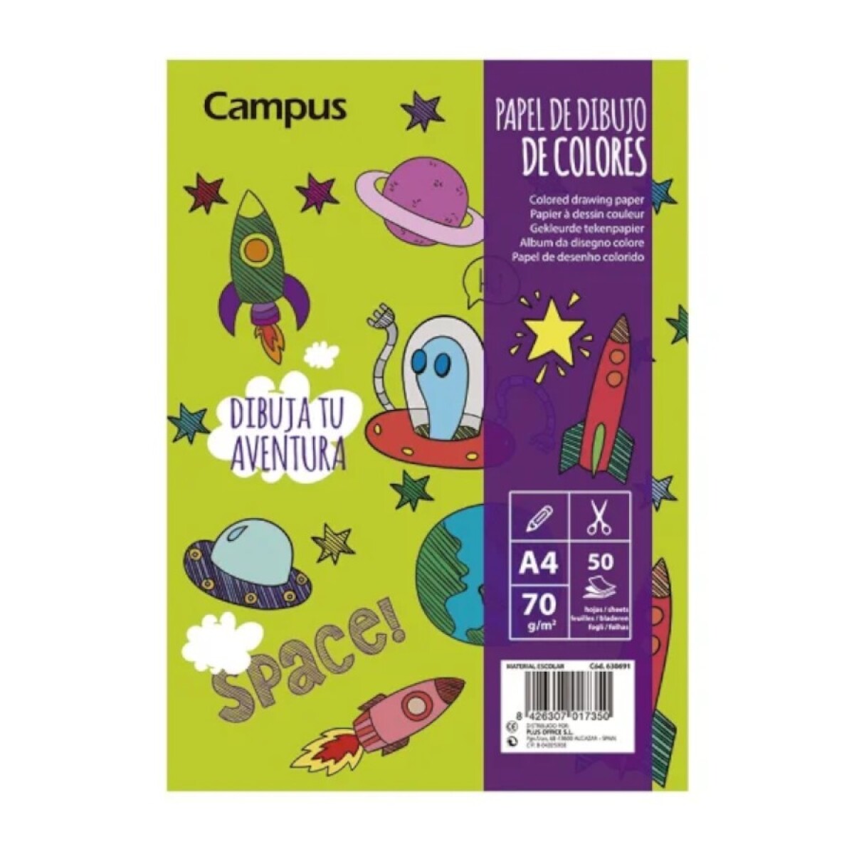 Block Dibujo Papel Colores A4 Campus 