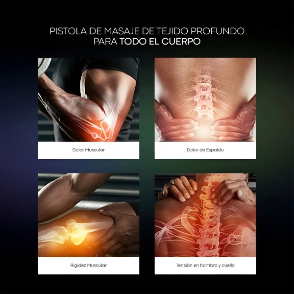 Masajeador Corporal Pistola Gun Portatil Pro 4 Cabezales Pro Variante Color Negro