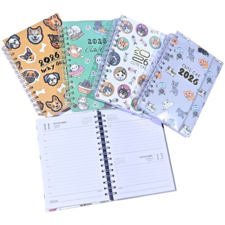 Agenda Flip 2026 HS0974 Cat con Espiral Varios Modelos 001