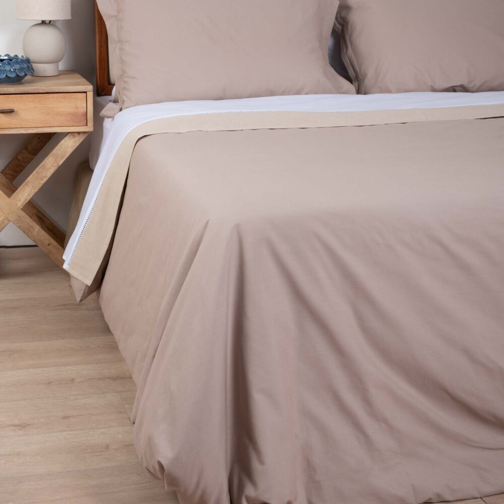 SET FUNDA NÓRDICA 2 PLAZAS ALGODON MARRON COTTON BASIC 180H VISON