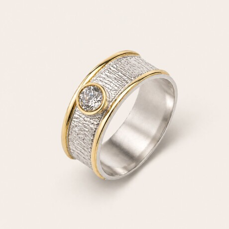 Anillo Positano White - Plata y Oro Anillo Positano White - Plata y Oro