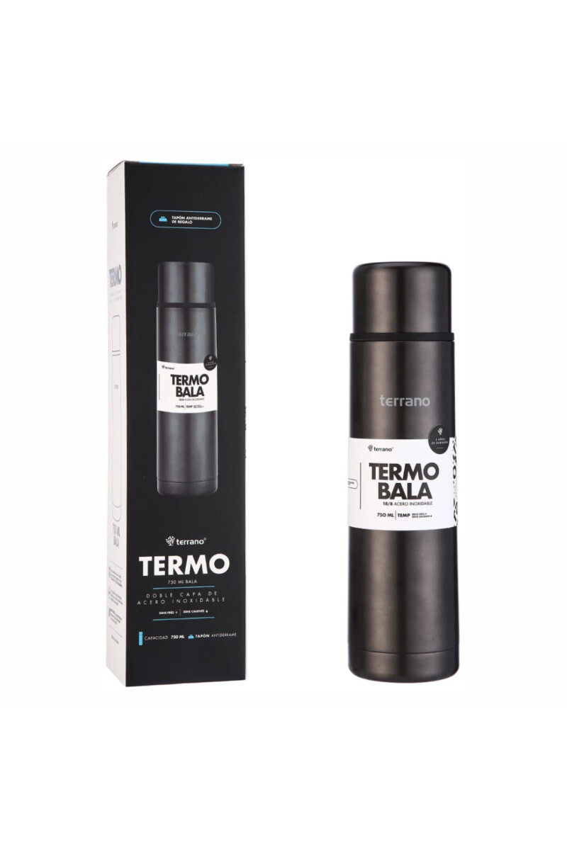 TERMO TERRANO BALA 750ML NEGRO METAL