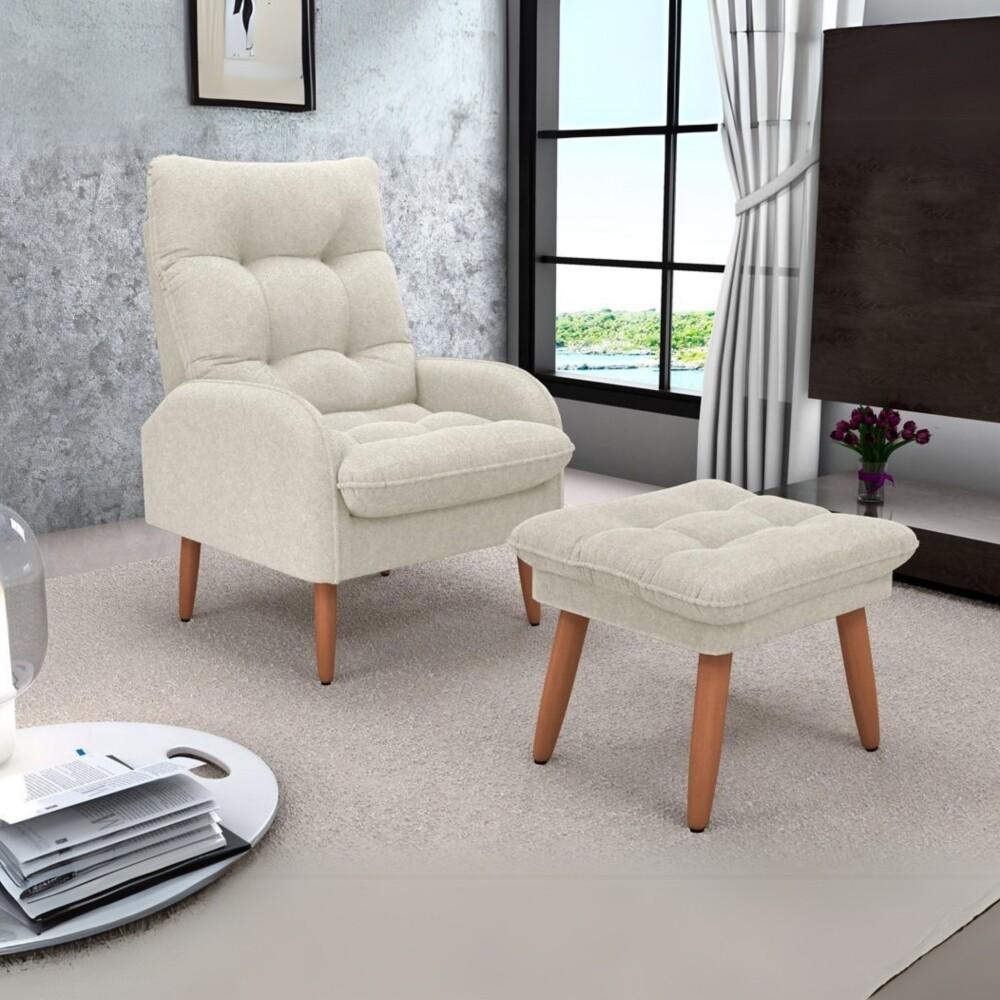 Combo Poltrona con Puf - Nantes Beige