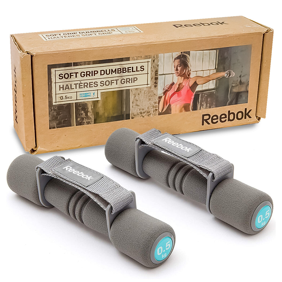 Mancuernas Reebok Acolchadas X2 Pesas 0,5kg C/u 