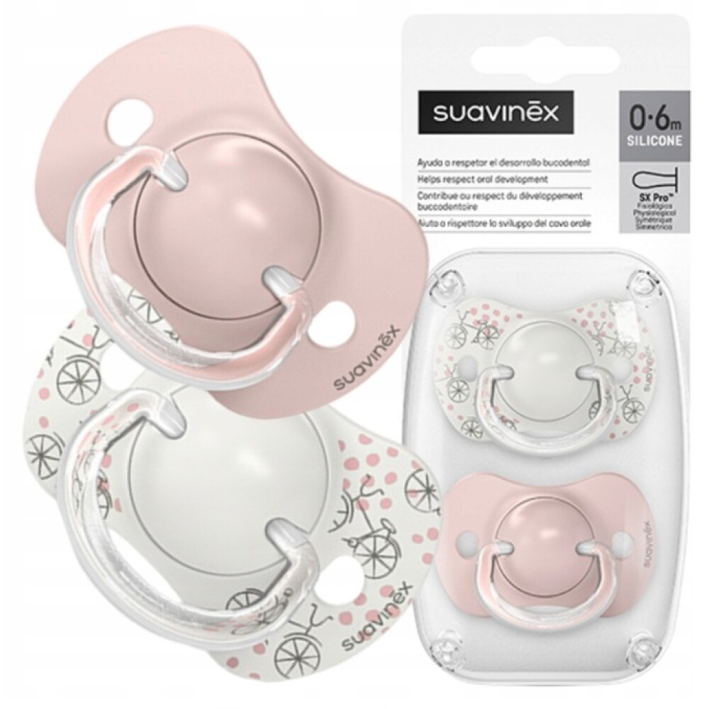 Set x2 chupete fisiologico Suavinex 0 a 6 M Bike Rosa