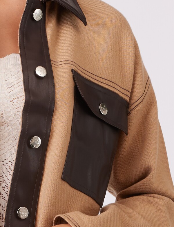 Chaqueta Combinada Eco Cuero TOSTADO