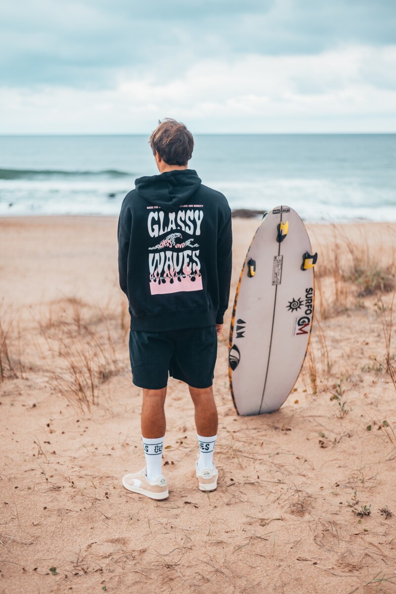 Hoodie Ocean Black Over Fit / Negro U