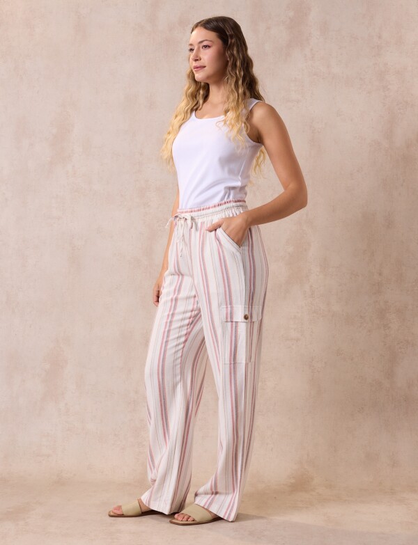 Pantalon Cargo Lino CRUDO/MULTI