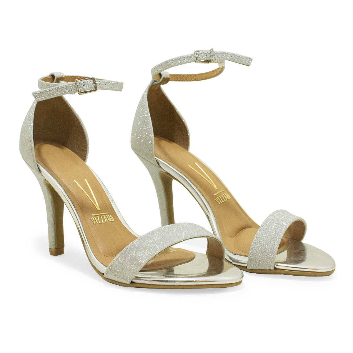 Sandalias Vizzano Taco Alto con Brillo de Mujer - 6249.452-26594 - Plata 