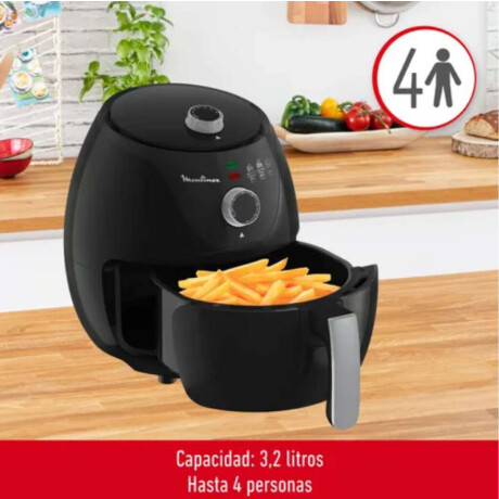 Freidora De Aire Moulinex Capacidad De 32 Lts Temperatura Hasta 200º Timer De 60 Min Negro