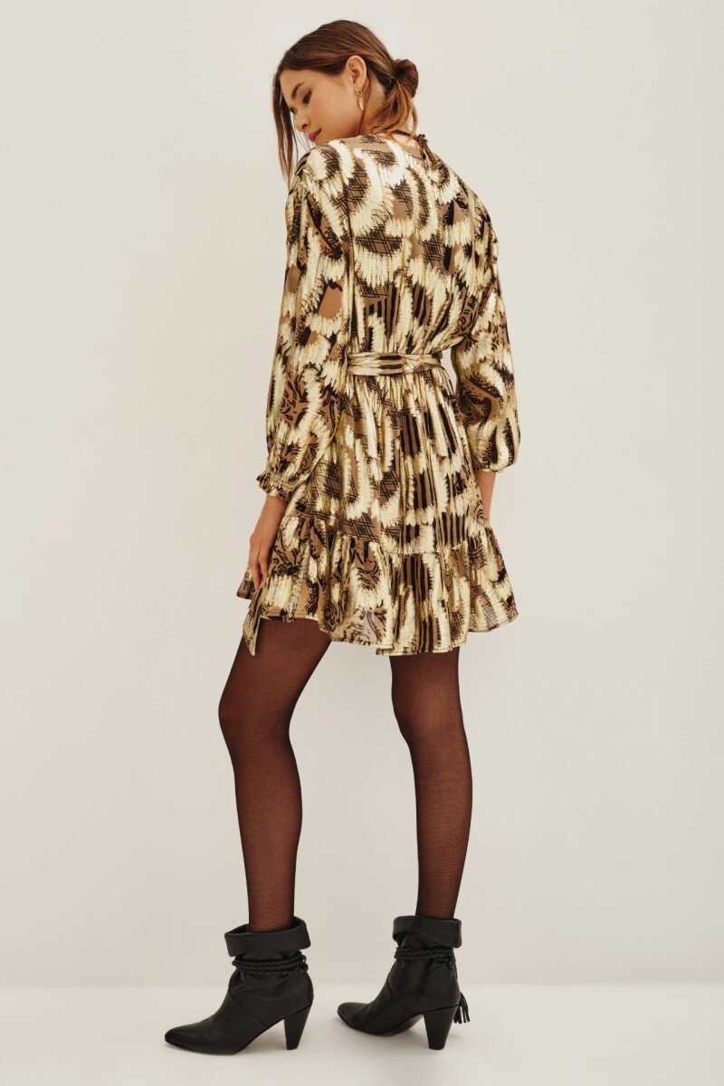 Vestido Sakura Gaelle Lurex Dorado