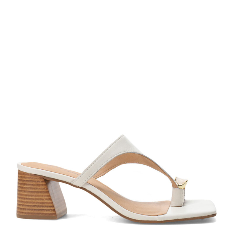 Sandalias de Mujer Bottero Taco Y Aplique Marfil