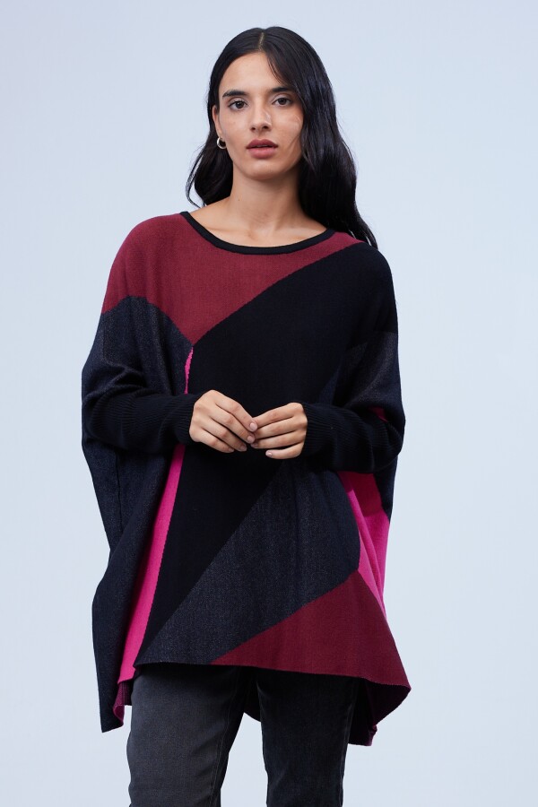 Buzo Poncho Oversize BORDEAUX/MULTI
