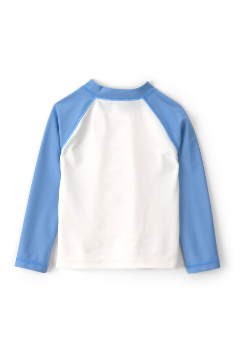 Remera de baño manga larga con protección UPF 50+, azul y blanco Sin color