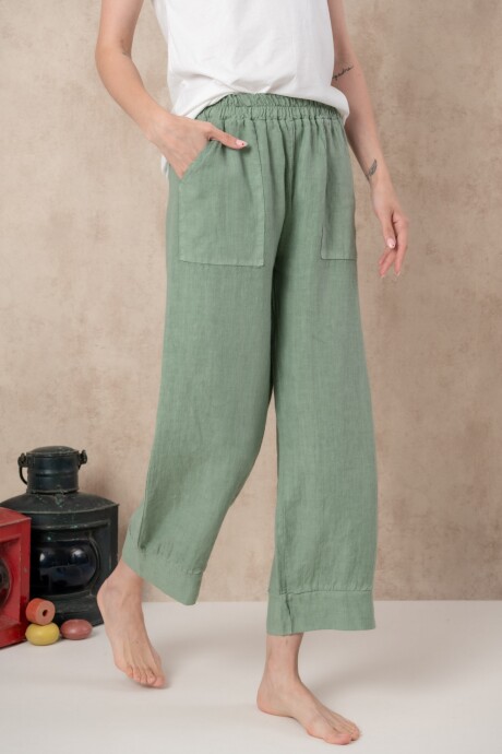 Pantalón de lino Verde