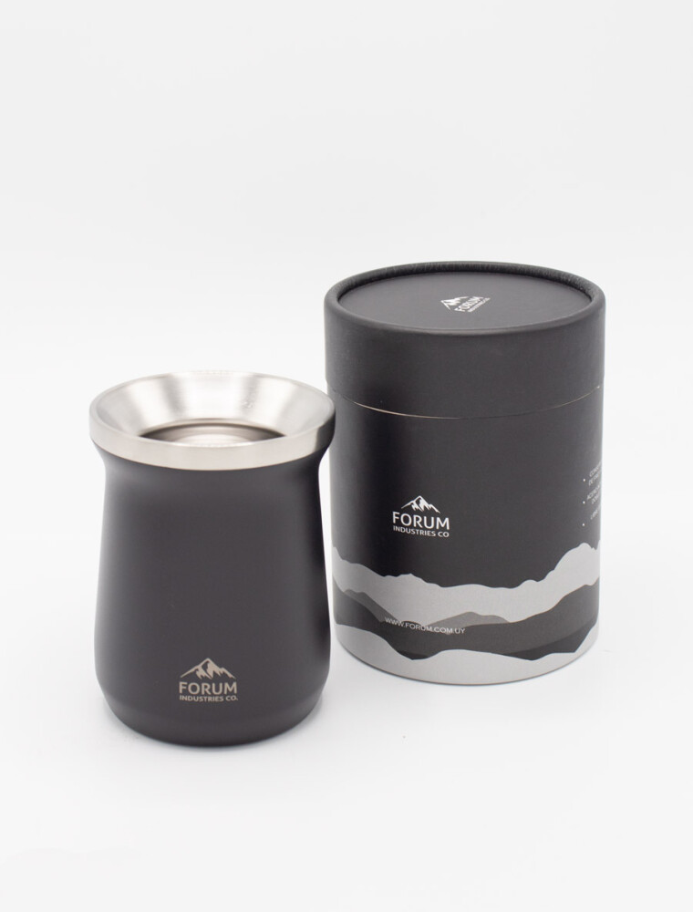 Mate Doble Tapa Acero Inoxidable Negro