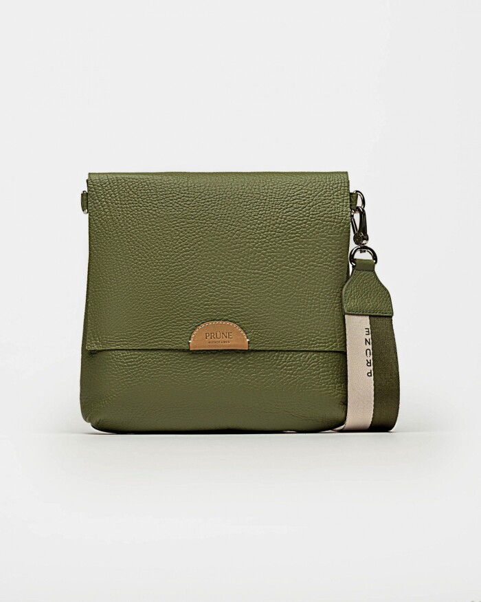 Bandolera Olivia en cuero graneado Verde