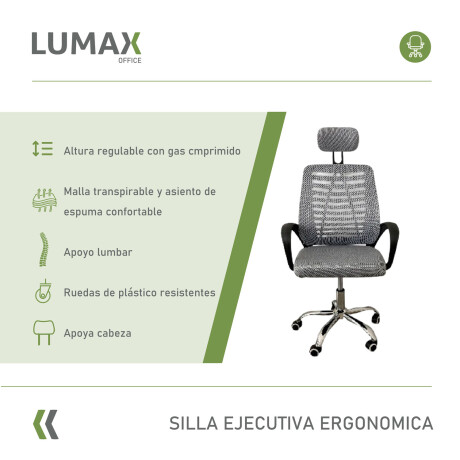Silla Ejecutiva ergonómico Lumax Mesh Barcelona Gris