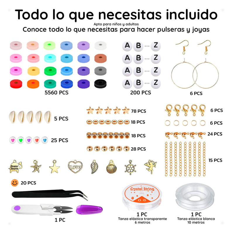 Juego de 6000 Cuentas de Arcilla Polimérica Para Hacer Pulseras Juego de 6000 Cuentas de Arcilla Polimérica Para Hacer Pulseras