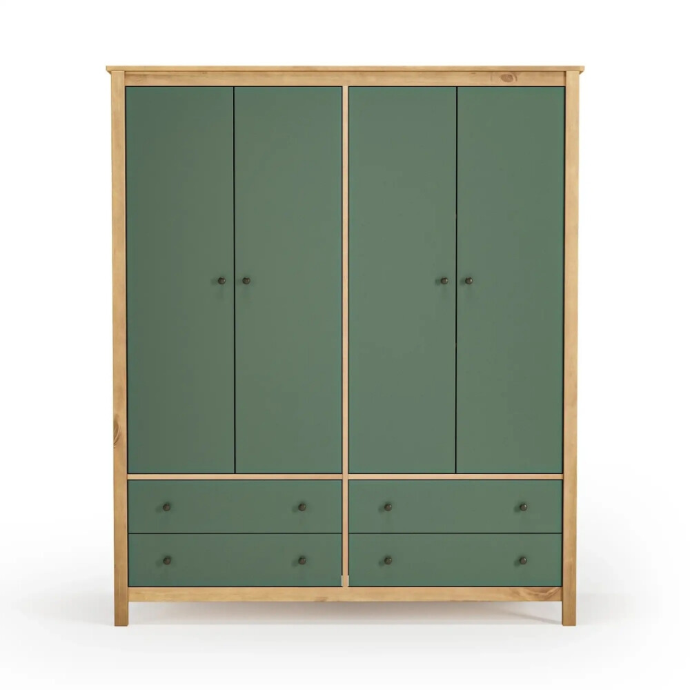 Ropero 4 Puertas 4 Cajones Madera Natural - Mari Verde