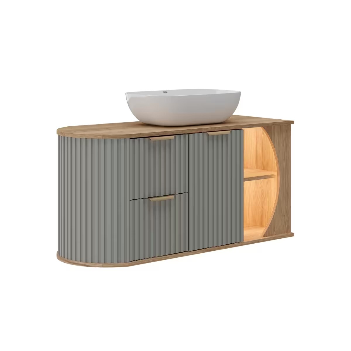 Mueble De Baño Suspendido Tereza Cristina 100 Cm Catedral/avellana Con Bacha 