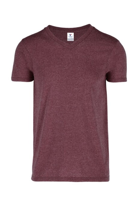 Camiseta jaspe escote en v Bordó jaspe