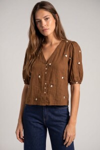 Blusa Bordada Marron