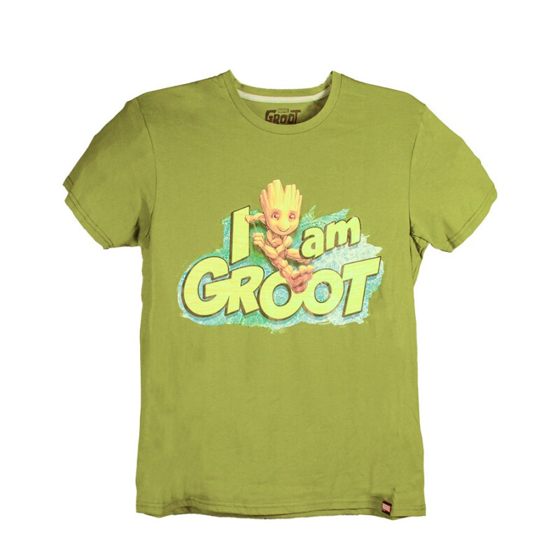Remera Marvel Groot de Hombre - GGIASS24001 Verde Militar