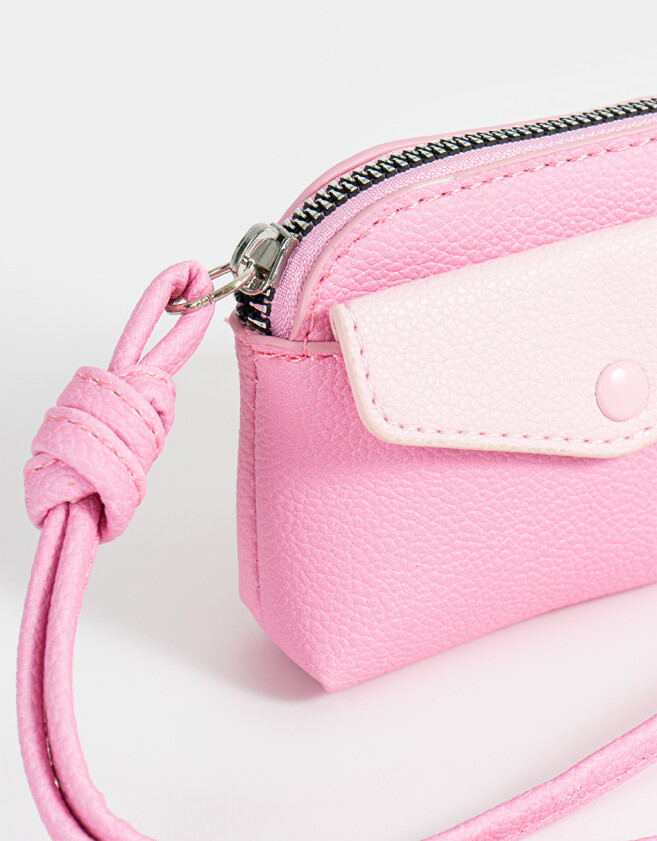 Monederos Monedero De Cuerina Bicolor - Rosa Viejo